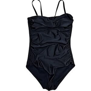 Unbranded Amazon Bathing Suit Black Adjustable Straps Rouged Front Size L